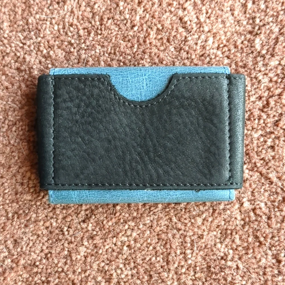 Otto Angelino Blue and Black Leather Card Holder
